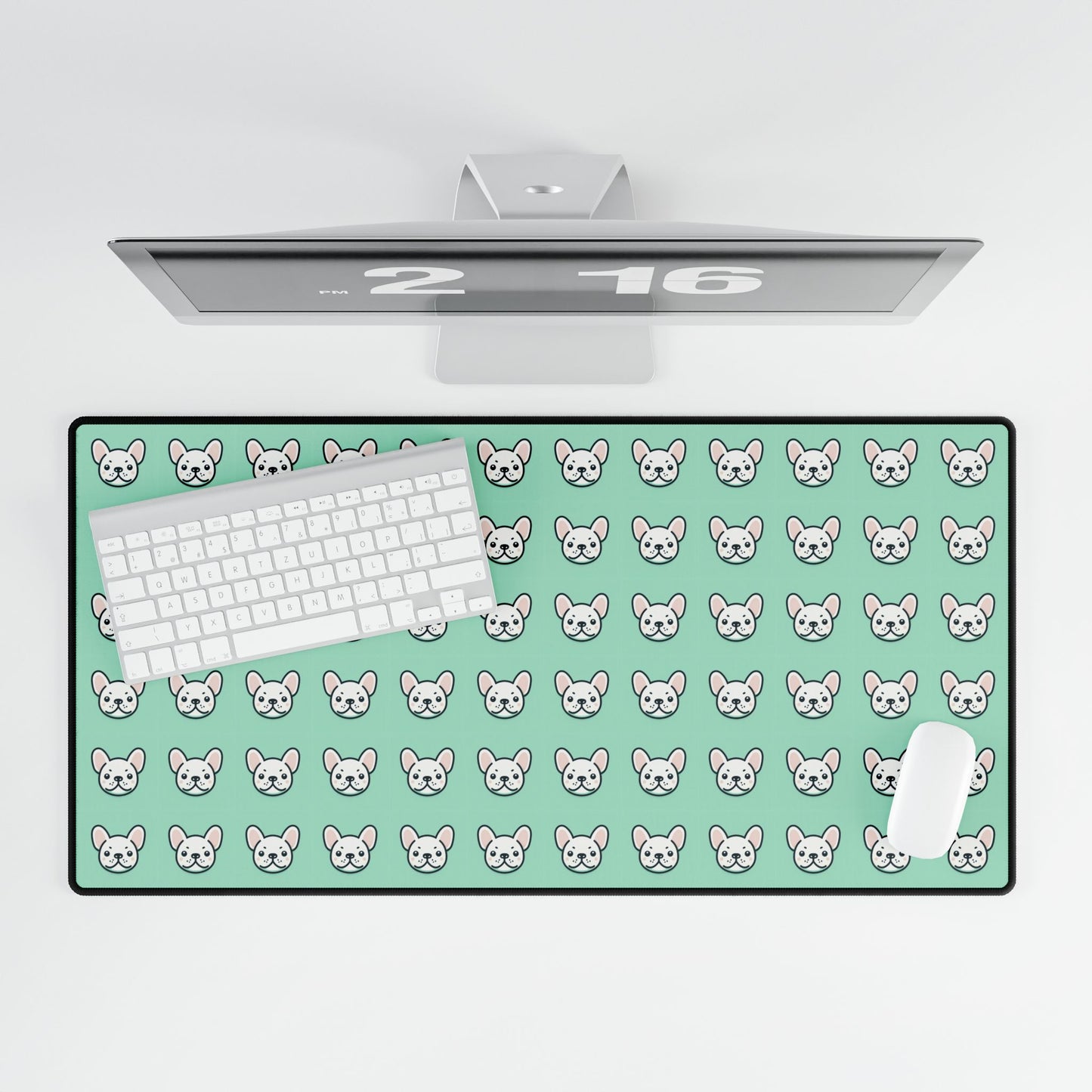 Desk Mat - Cute White Frenchie Pattern Design