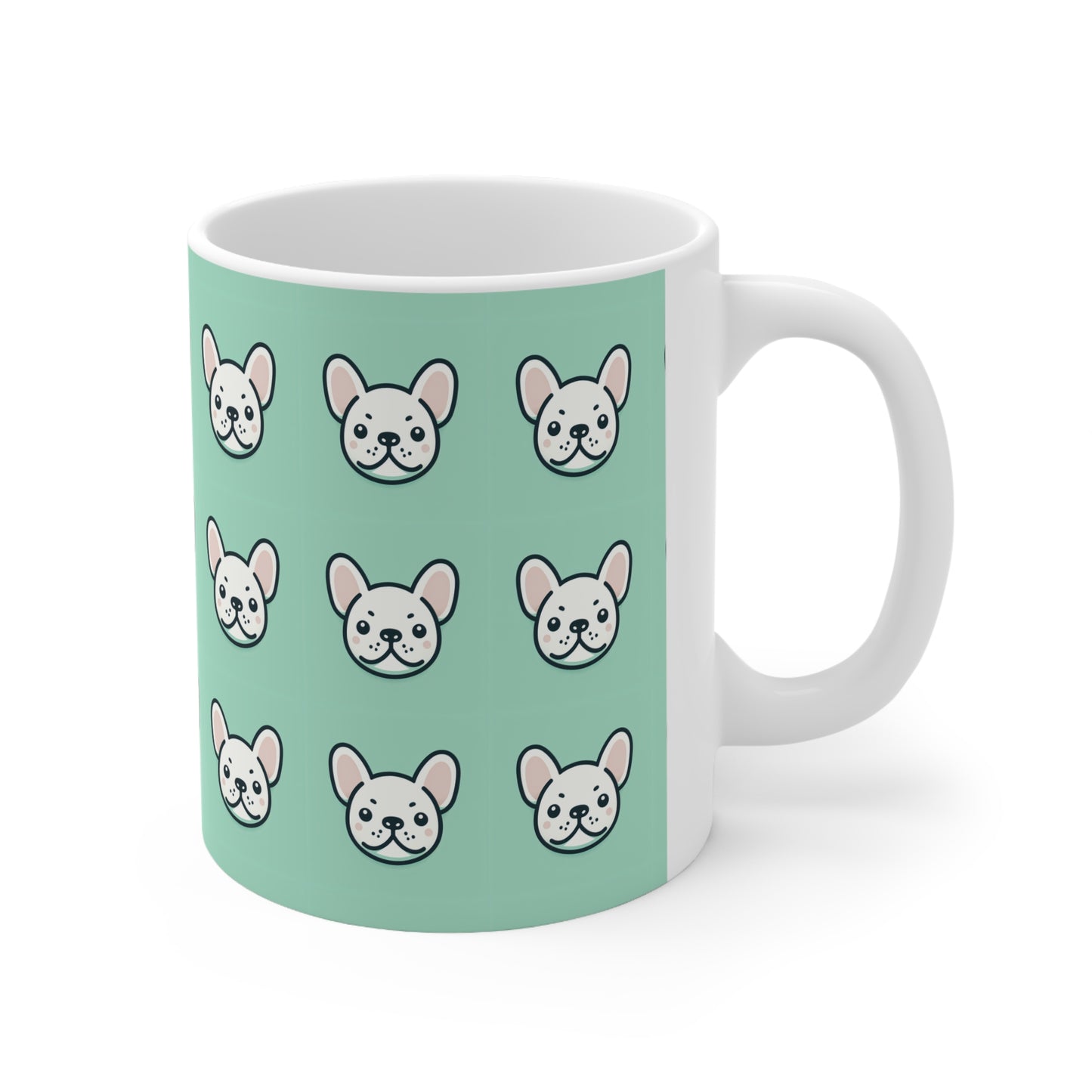 White Frenchie Ceramic Coffee Mug