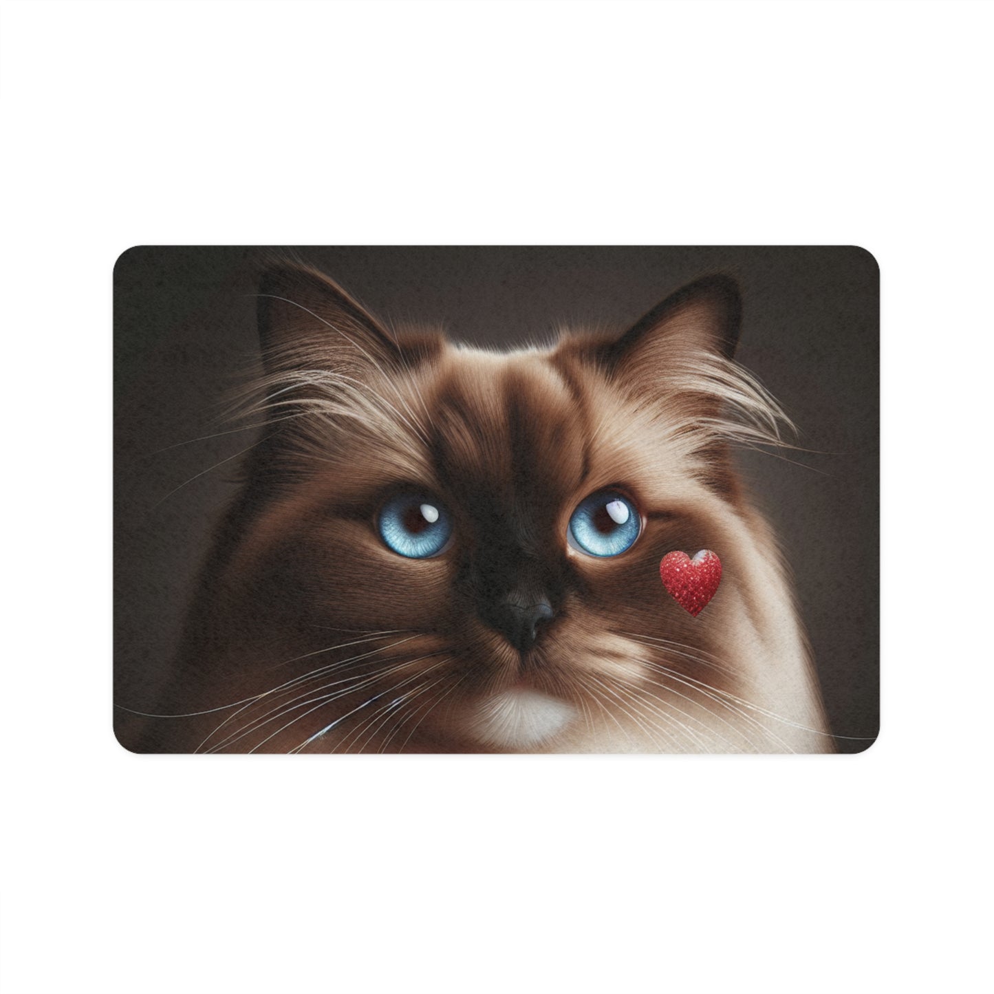 Pet Food Mat (12x18) - Cute cat and heart design