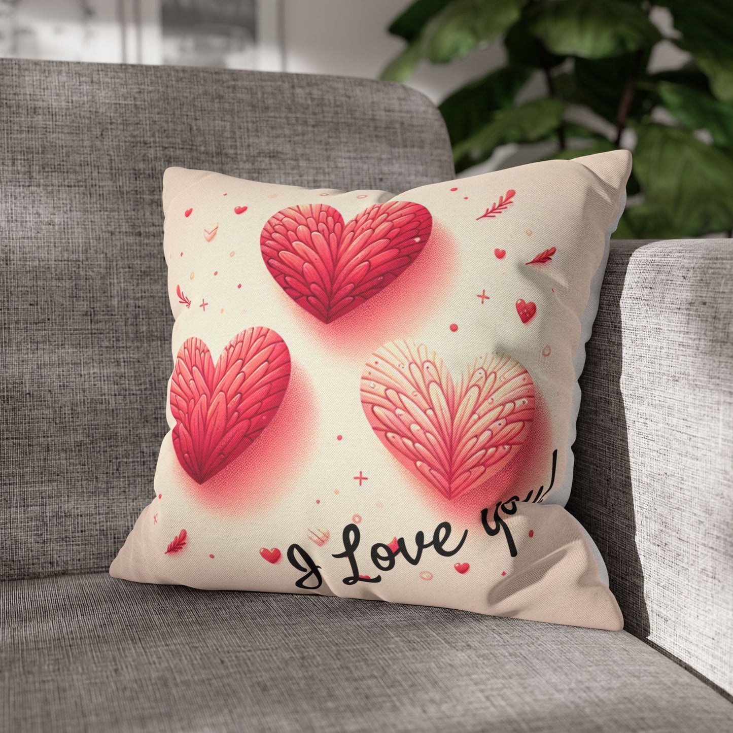 Heart Pillow Cover - I Love You!