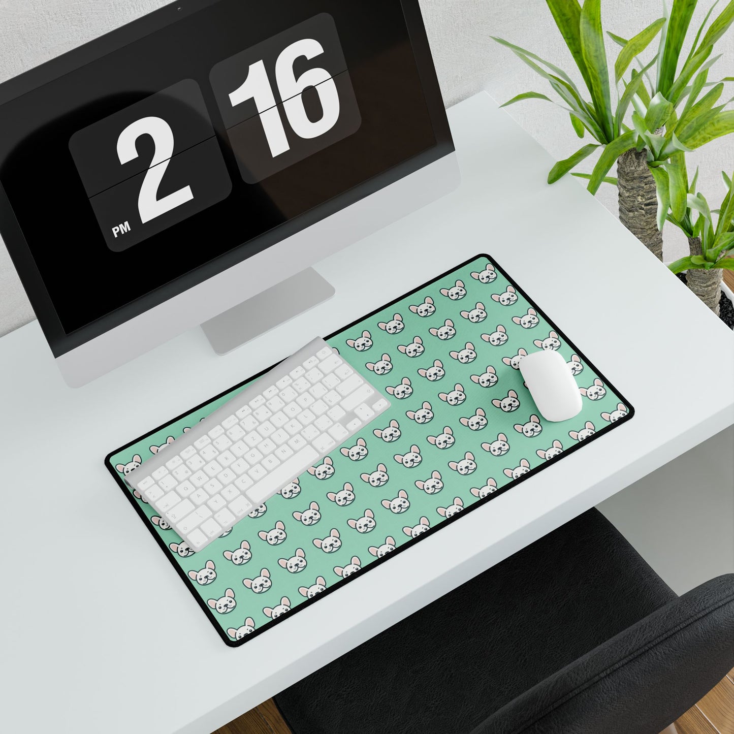 Desk Mat - Cute White Frenchie Pattern Design