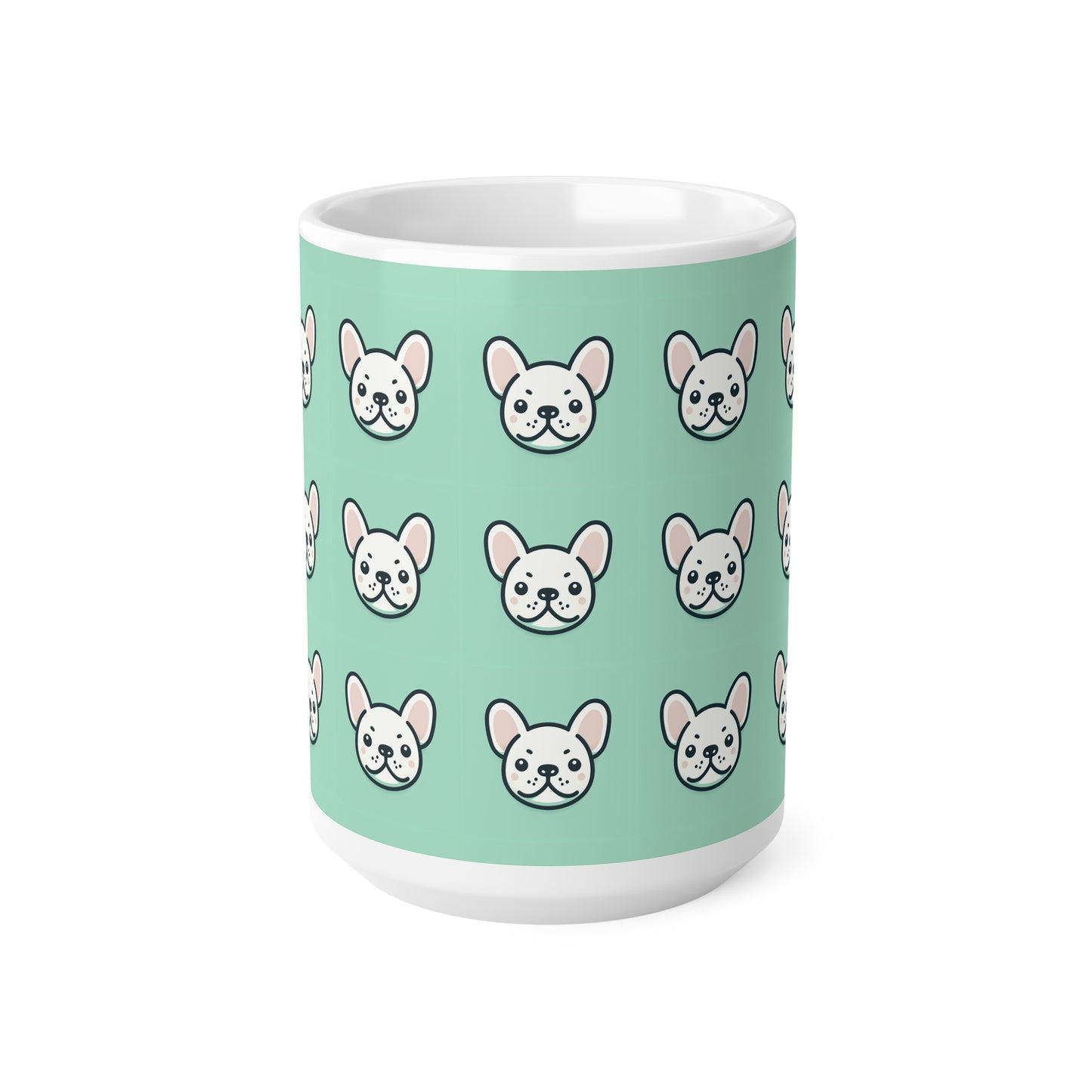 White Frenchie Ceramic Coffee Mug