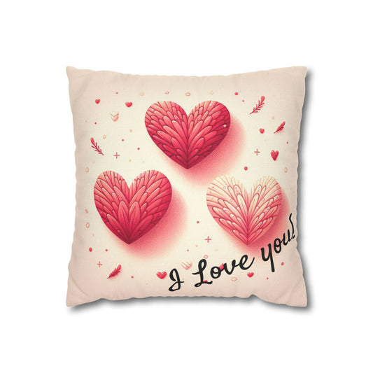 Heart Pillow Cover - I Love You!