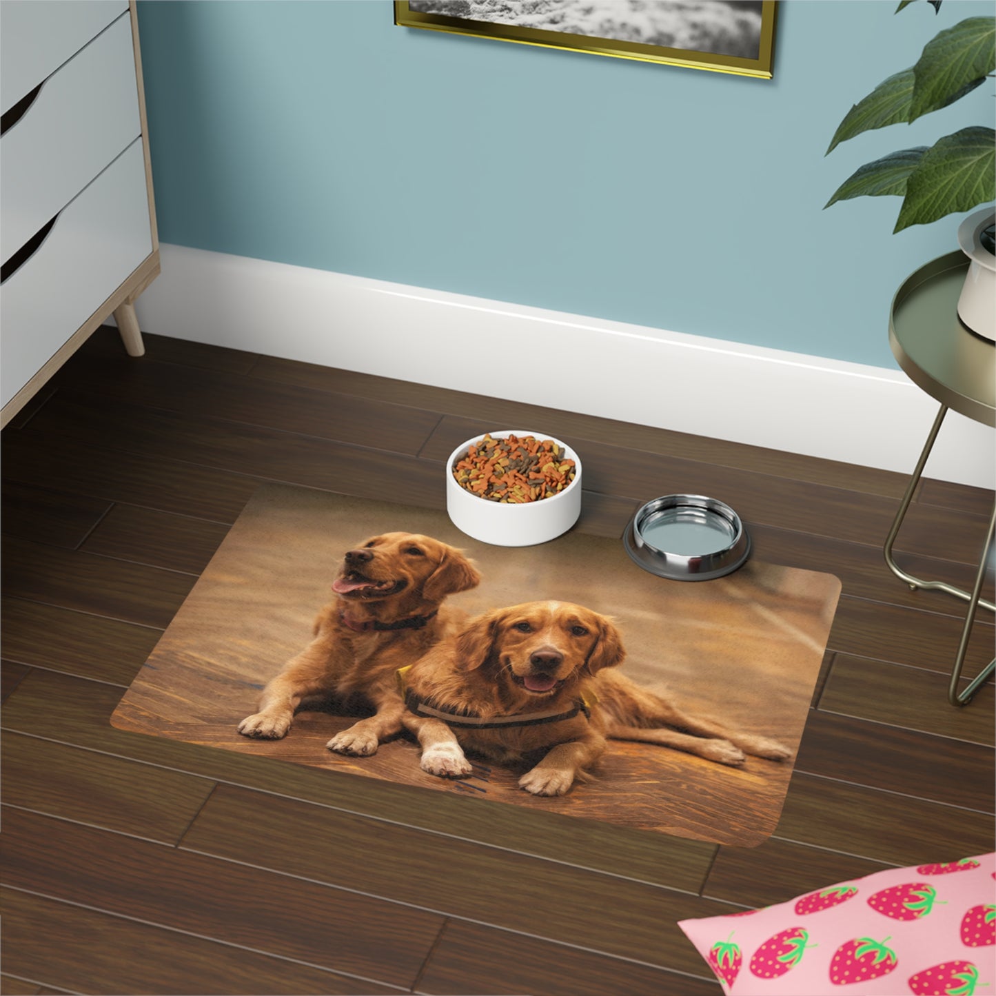 Pet Food Mat (12x18) - Cute Labrador Dogs