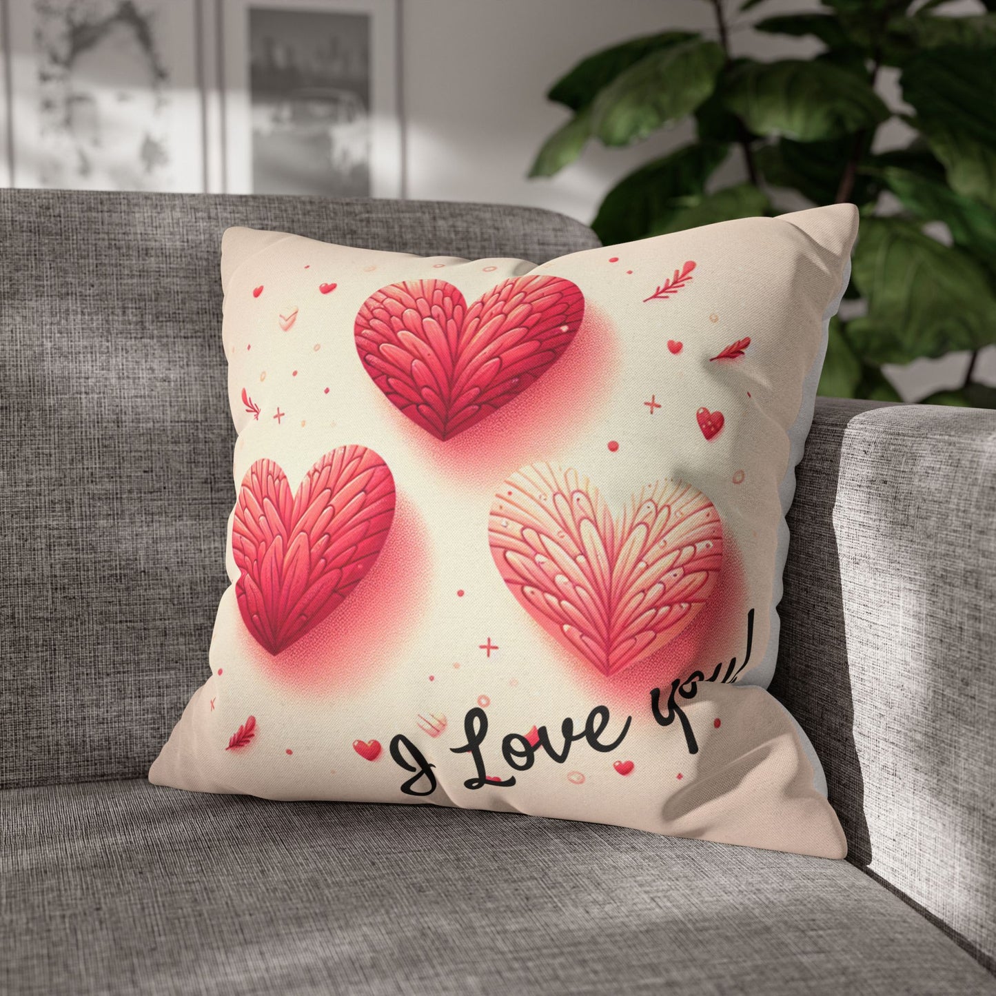 Heart Pillow Cover - I Love You!