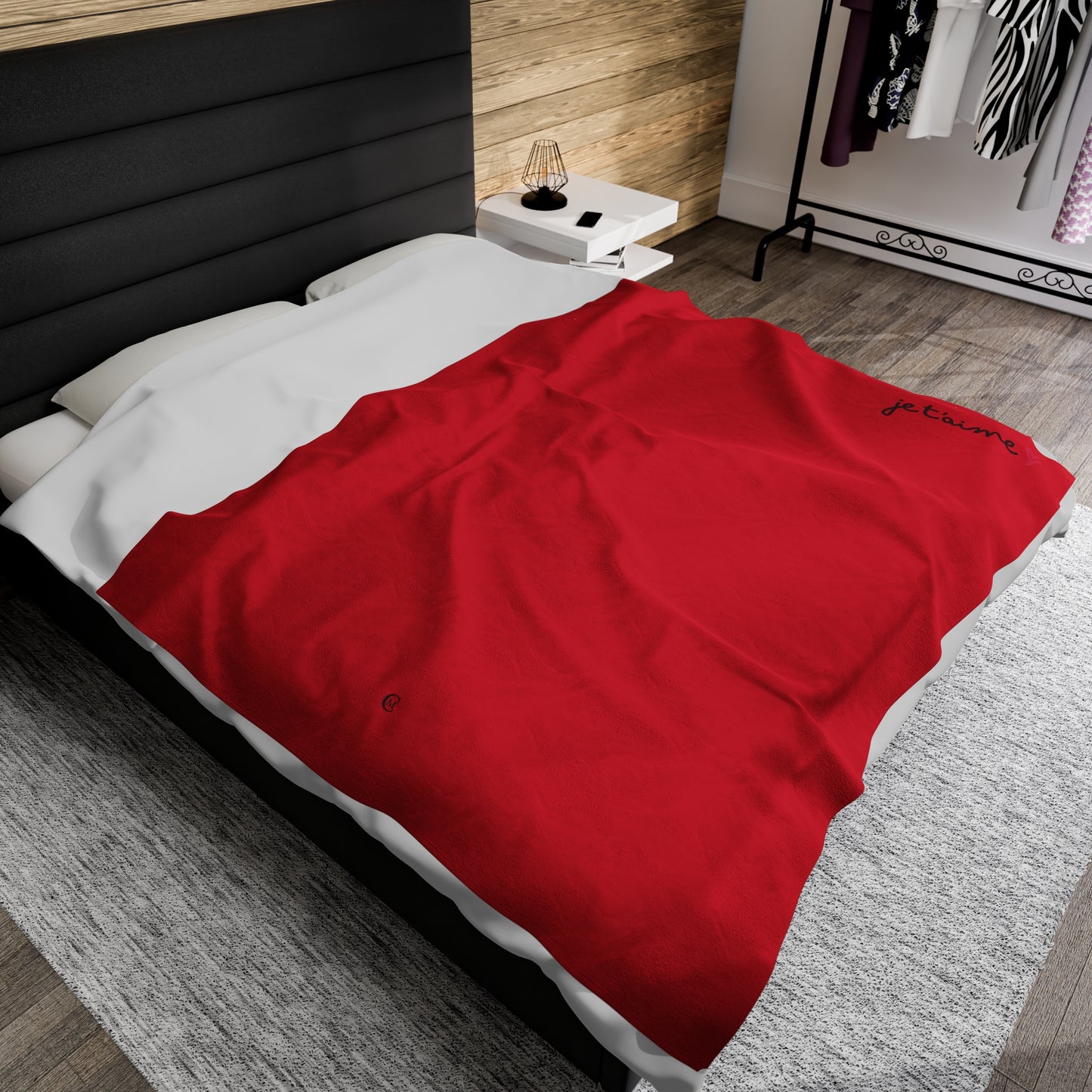 Red and White Velvet Blanket - I Love You