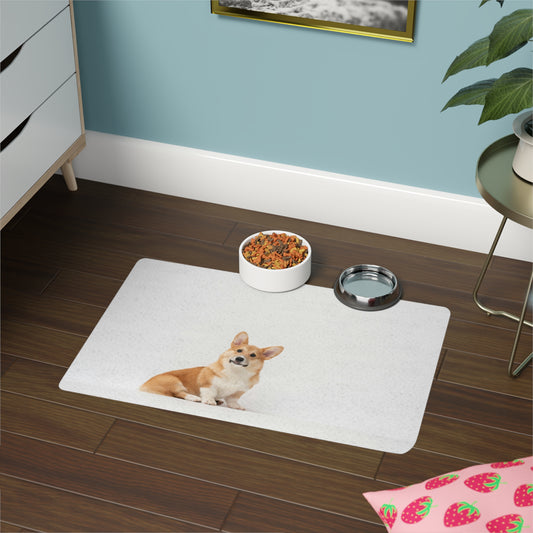 Pet Food Mat (12x18) - Cute corgy