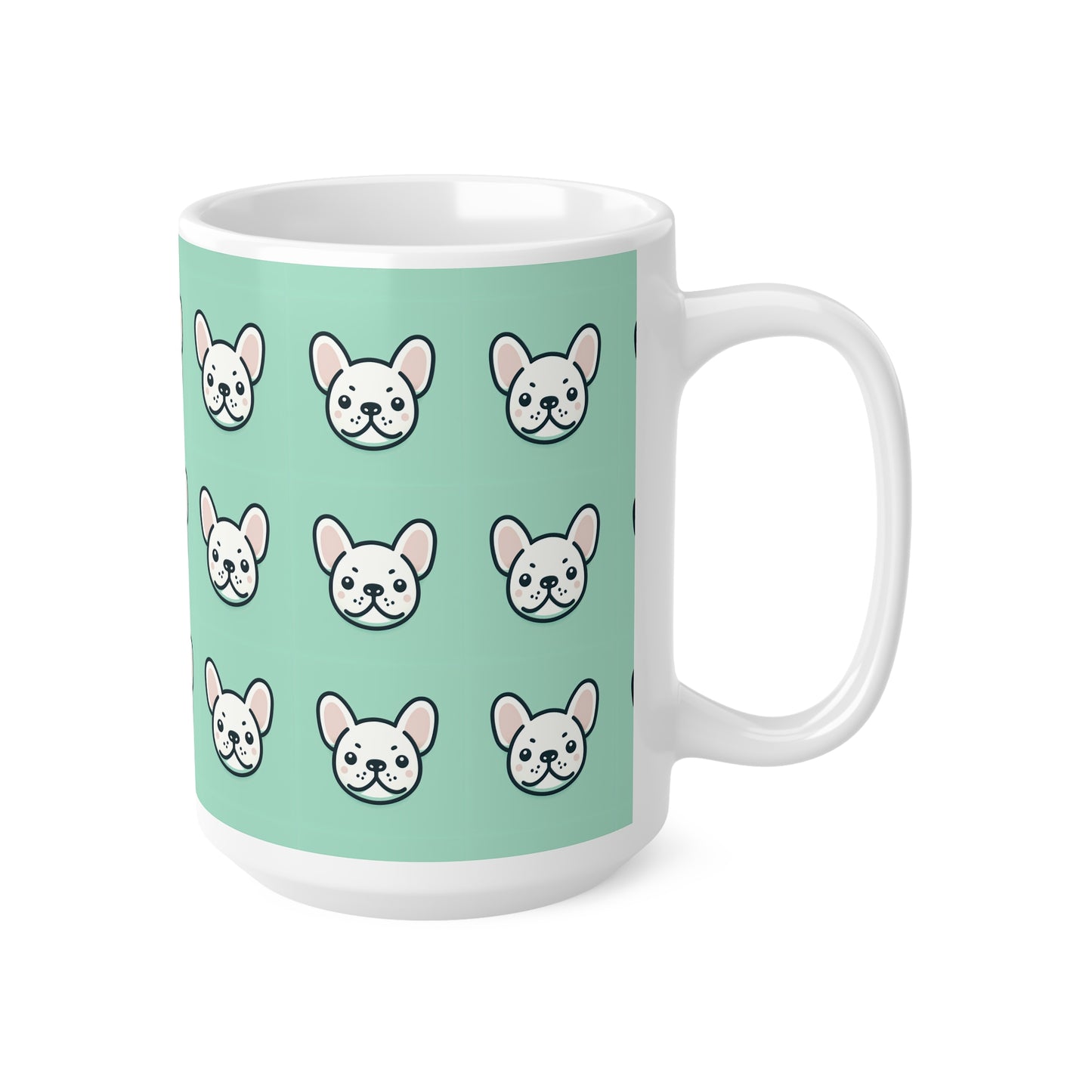 White Frenchie Ceramic Coffee Mug