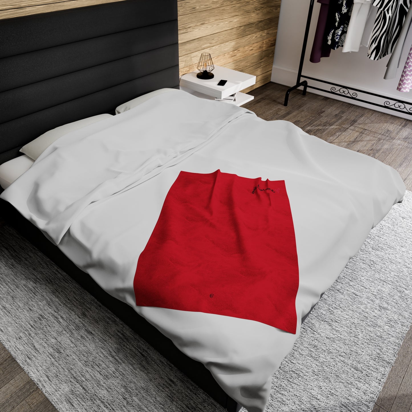 Red and White Velvet Blanket - I Love You