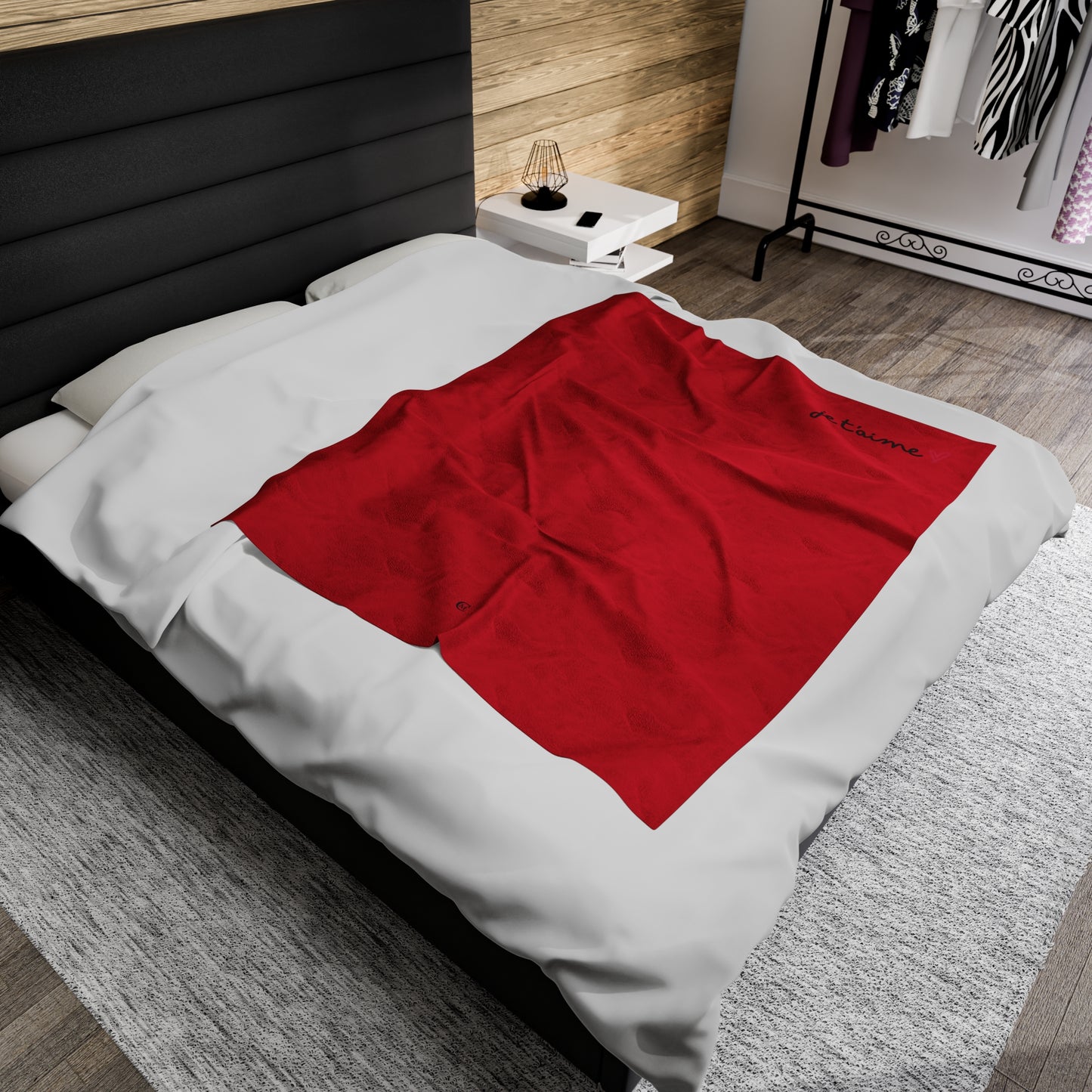 Red and White Velvet Blanket - I Love You