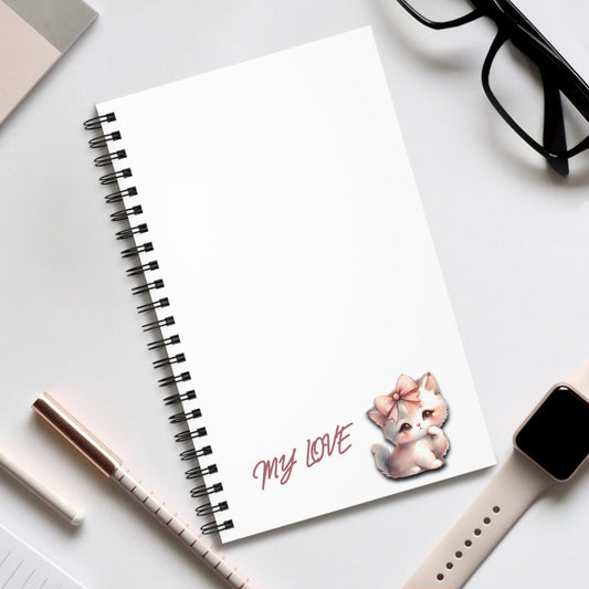 Cute Cat Spiral Journal, My Love Notebook
