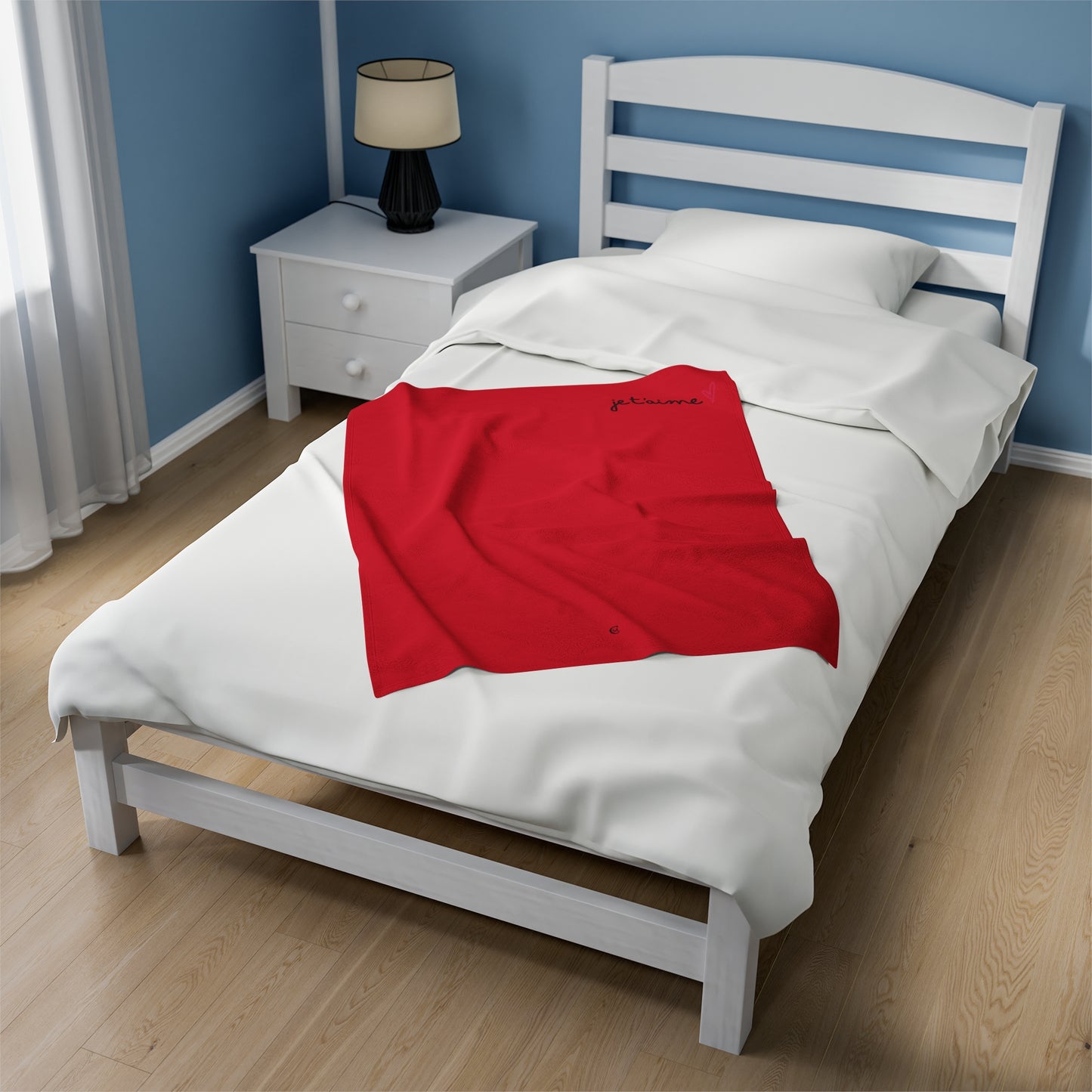 Red and White Velvet Blanket - I Love You