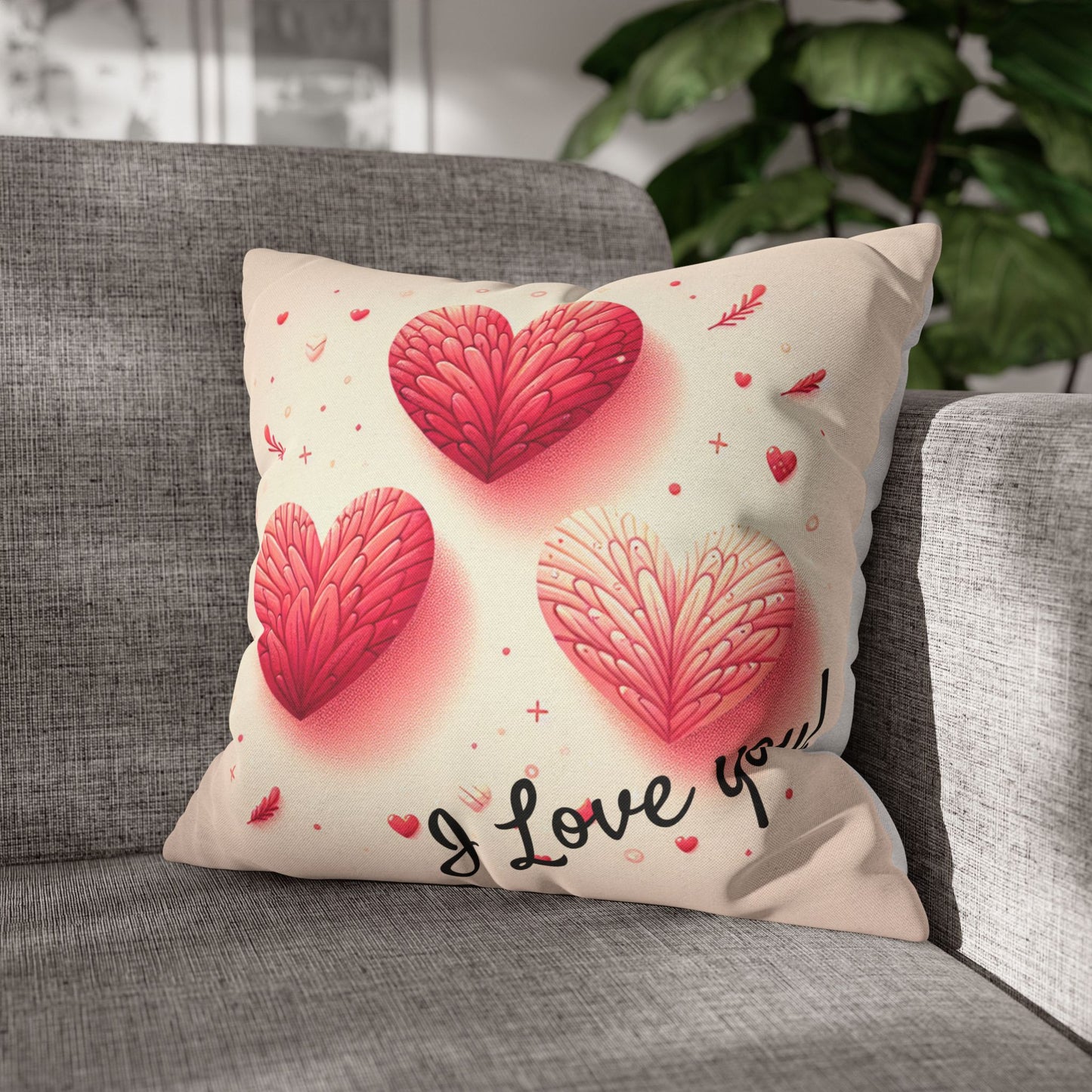 Heart Pillow Cover - I Love You!